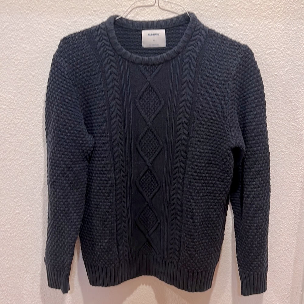 Navy Cable knit Sweater crew neck